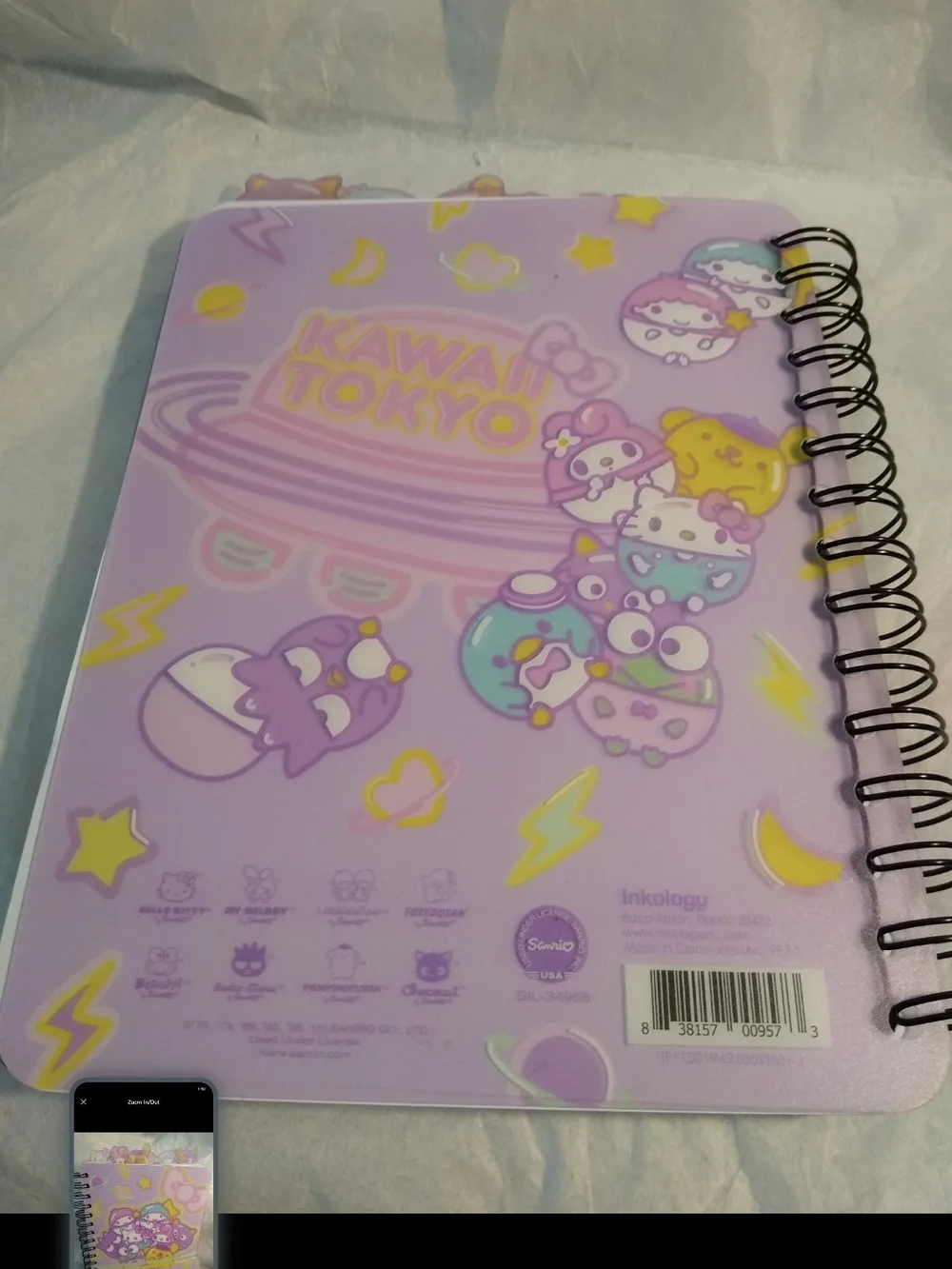 Sanrio Kawaii Tokyo Purple Spiral Notebook Journal Gachapon Design New